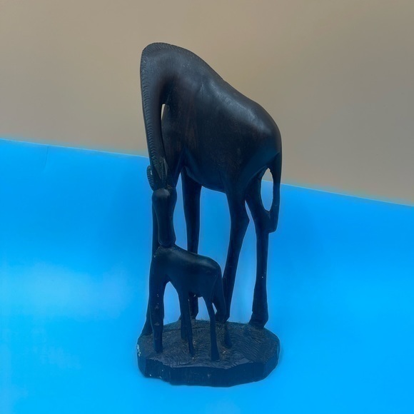 Other - Hand Carved Giraffe and Baby Wood Sculpture